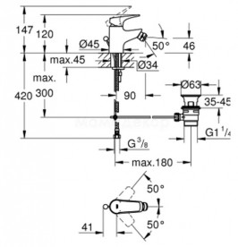 Смеситель для биде Grohe Start Flow однорычажный с донным клапаном хром 23770000