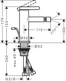 Смеситель для биде Hansgrohe Axor One однорычажный с донным клапаном шлифованный черный хром 48210340