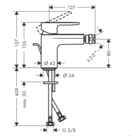 Змішувач для біде Hansgrohe Vernis Blend одноважільний з донним клапаном матовий чорний 71218670