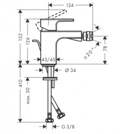 Змішувач для біде Hansgrohe Vernis Shape одноважільний з донним клапаном хром 71219000
