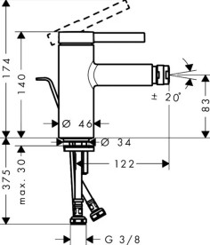 Змішувач для біде Hansgrohe Zesis S з донним клапаном хром 74201000