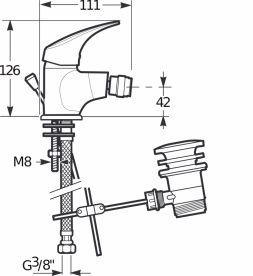 Смеситель для биде Jika Talas однорычажный с донным клапаном хром H3411N10041111