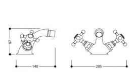 Змішувач для біде Kerasan Retro двухвентильний бронза 739093