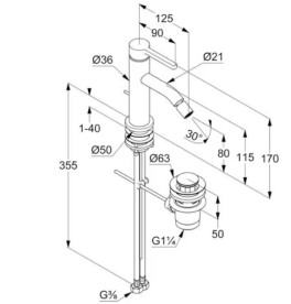 Змішувач для біде Kludi Nova Fonte із донним клапаном чорний матовий 202163915
