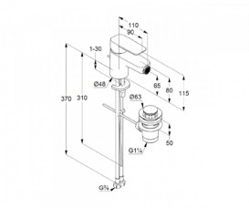 Смеситель для биде Kludi Pure&Style однорычажный с донным клапаном 402160575