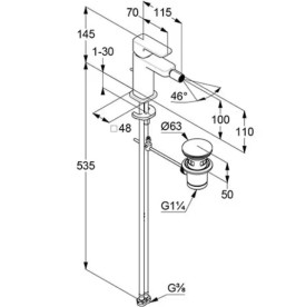 Змішувач для біде Kludi Renon із донним клапаном чорний матовий 422163975