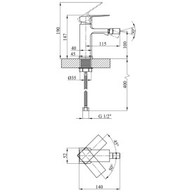 Змішувач для біде Kroner Harz-C020 одноважільний хром CV023614