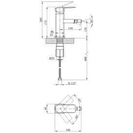 Смеситель для биде Kroner KRM Ems-C020 однорычажный хром CV012073