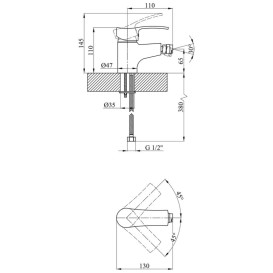 Смеситель для биде Kroner KRM Odra-C020 однорычажный хром CV023577