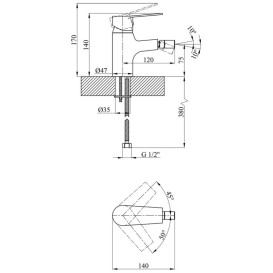 Смеситель для биде Kroner KRP Enzo-C020 однорычажный хром CV023612