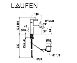 Змішувач для біде Laufen Kartell одноважільний з донним клапаном хром H3413310041011