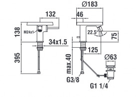 Змішувач для біде Laufen Kartell з донним клапаном хром H3413310041111