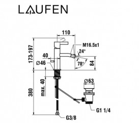 Змішувач для біде Laufen Kartell з донним клапаном матова нержавіюча сталь з PVD-покриттям H3413310901011
