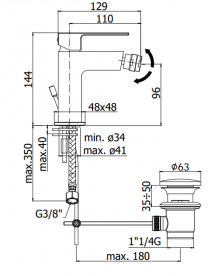 Змішувач для біде Paffoni Elle одноважільний чорний матовий EL 135 NO