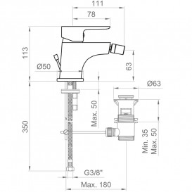 Смеситель для биде Ponsi Ecostyle однорычажный с донным клапаном хром BTESTCBI01