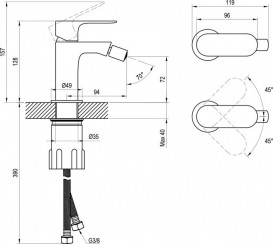 Смеситель для биде Ravak Eleganta однорычажный хром X070215