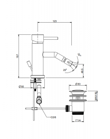 Смеситель для биде RESP ZIPPO с донным клапаном хром 30.372/А