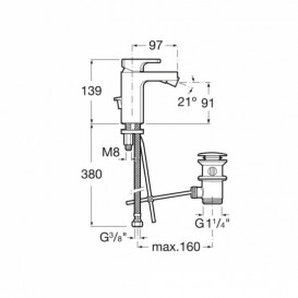 Смеситель для биде Roca L90 однорычажный с донным клапаном хром A5A6001C00
