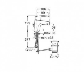 Смеситель для биде Roca Monodin-N однорычажный с донным клапаном A5A6098C00