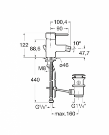 Змішувач для біде Roca Targa змішувач з донним клапаном A5A6060C00