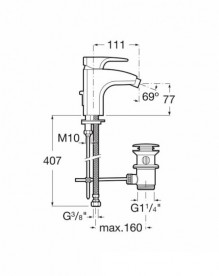 Смеситель для биде Roca Thesis с донным клапаном хром A5A6050C00