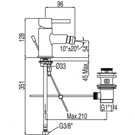 Смеситель для биде Tres Alplus однорычажный с донным клапаном хром 20312003D