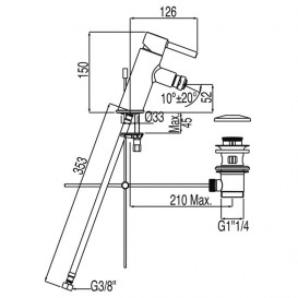 Смеситель для биде Tres Alplus однорычажный с донным клапаном хром 20312001D