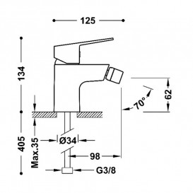 Смеситель для биде Tres Base однорычажный хром 21512010