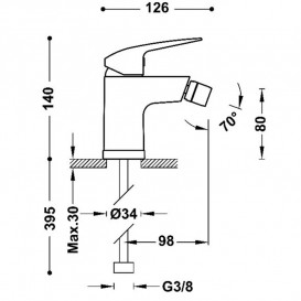 Смеситель для биде Tres Base Plus однорычажный хром 21612010