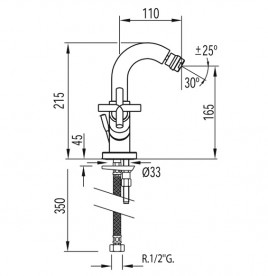 Смеситель для биде Tres Bimax-Tres двухвентильный хром 163120