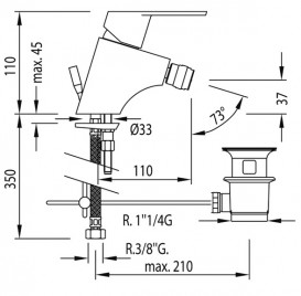 Смеситель для биде Tres BM-Tres однорычажный хром 139120DA
