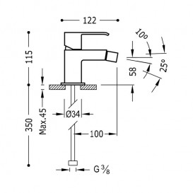 Змішувач для біде Tres Cuadro colors одноважільний чорний матовий 00612001NM