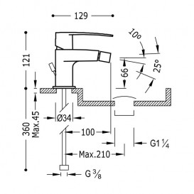 Змішувач для біде Tres Flat-tres одноважільний з донним клапаном хром 20412001D
