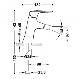 Смеситель для биде Tres Fuji однорычажный сталь 28112001AC