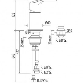 Смеситель для биде Tres K-Tres однорычажный с небольшой душевой лейкой хром 06913001
