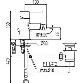 Змішувач для біде Tres Lex-tres одноважільний хром 181120