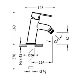 Змішувач для біде Tres Lex-tres одноважільний хром 181920