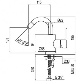 Змішувач для біде Tres Lex-tres одноважільний з поворотним виливом хром 181224