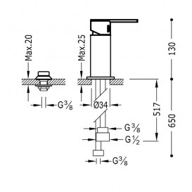 Смеситель для биде Tres Lex-tres однорычажный хром 08113001