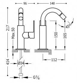 Смеситель для биде Tres Loft colors однорычажный фиолетовый/хром 20022401VI