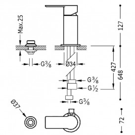 Смеситель для биде Tres Loft-Tres однорычажный с небольшой душевой лейкой матовое розовое золото 20013001OPM