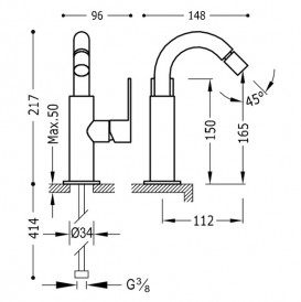 Смеситель для биде Tres Loft-Tres однорычажный хром 20022401