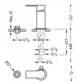 Смеситель для биде Tres Loft-Tres однорычажный с душевой лейкой хром 20013001