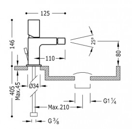 Смеситель для биде Tres Loft-Tres с донным клапаном хром 20012002D