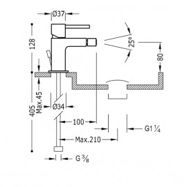 Змішувач для біде Tres Max-Tres одноважільний з донним клапаном хром 06222001D