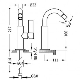 Смеситель для биде Tres Project colors однорычажный с поворотным изливом черный матовый 21122401NM
