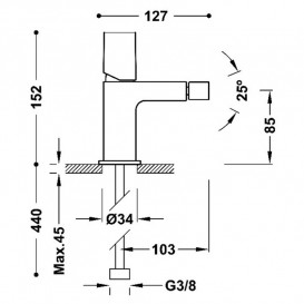 Змішувач для біде Tres Project-Tres одноважільний матове золото рожеве 21112002OPM