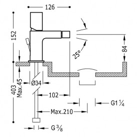 Змішувач для біде Tres Project-Tres одноважільний з донним клапаном хром 21112002D