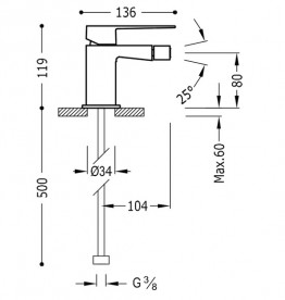 Смеситель для биде Tres Slim colors однорычажный черный/хром 20212001NE