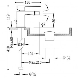 Смеситель для биде Tres Slim однорычажный хром 20212001D